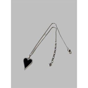 Brighton DAZZLING LOVE HEART Black Crystal Necklace Reversible NWOT
